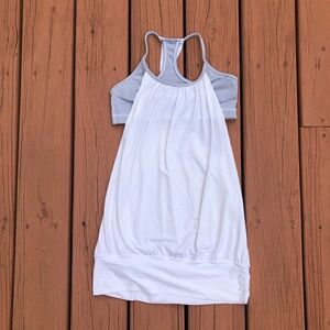 Lululemon No Limit Tank White Wee Stripe White Fossil Racerback Built In Bra 6
